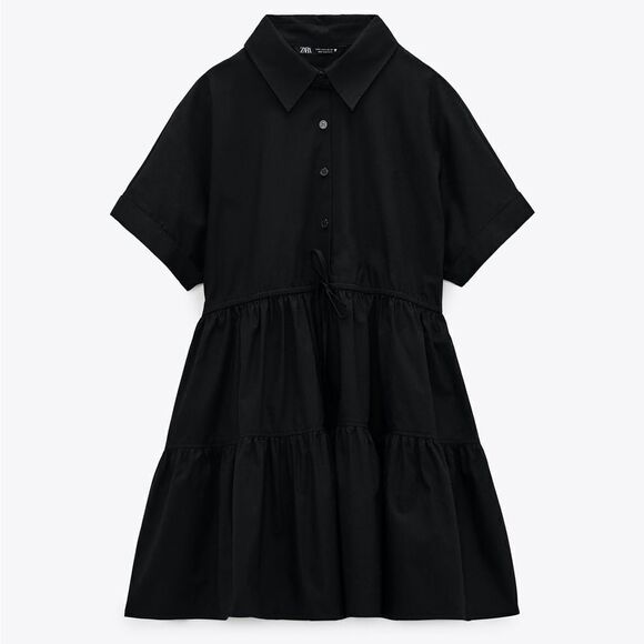 Zara Short Black Oxford Dress New - Picture 2 of 9